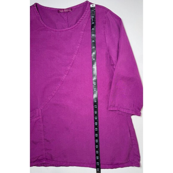 Cut Loose Small Tencel Top Purple Asymmetrical Pocket Lagenlook Made in USA - Picture 8 of 11